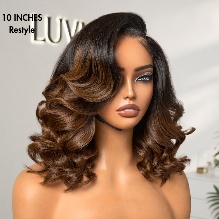 Ombre Brown Loose Body Wave Glueless 5x5 Closure Lace Wig Pre-Cut Lace