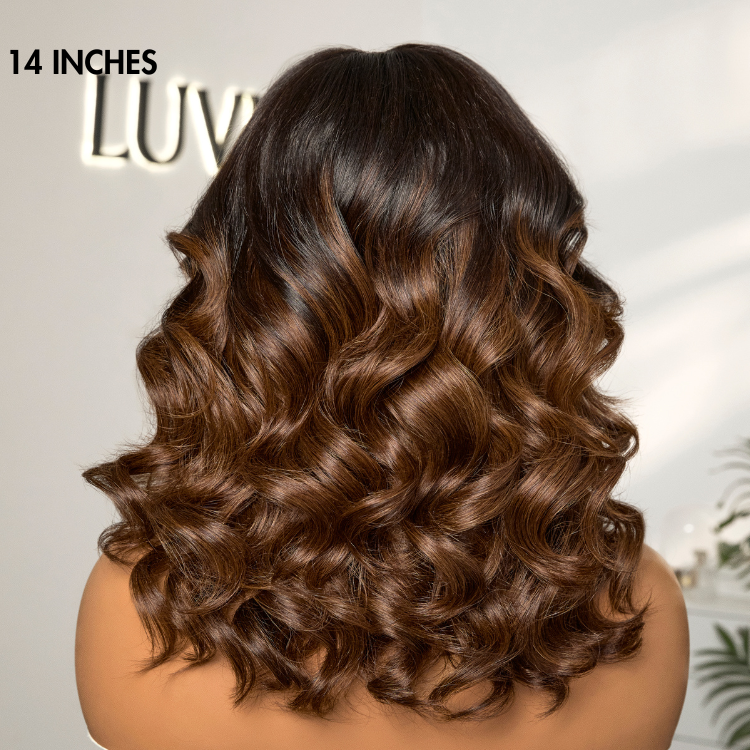Ombre Brown Loose Body Wave Glueless 5x5 Closure Lace Wig Pre-Cut Lace