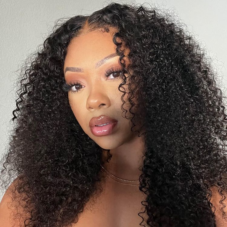 Go Natural Ease | Kinky Curly Full Hair Glueless 5x5 Closure Lace Long Curly Wig Ready to Go