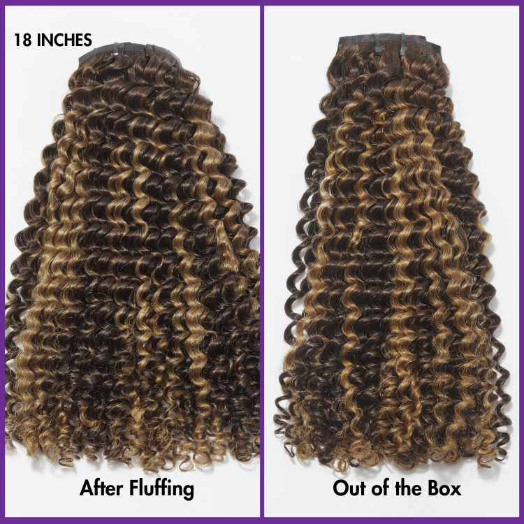 Seamless Brown Highlight Deep Wave Clip in Hair Extensions 135g 9pcs / 7pcs