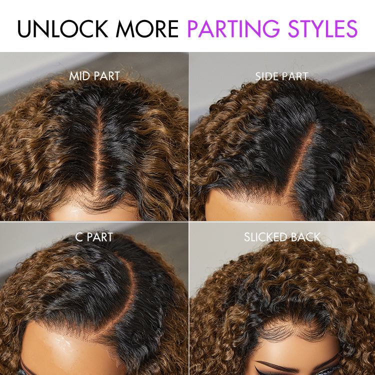 1 SEC INSTALL WIG | Sun-kissed Ombre Blonde Kinky Curly Glueless 5x5 Clouse Pre-Cut Lace Wig