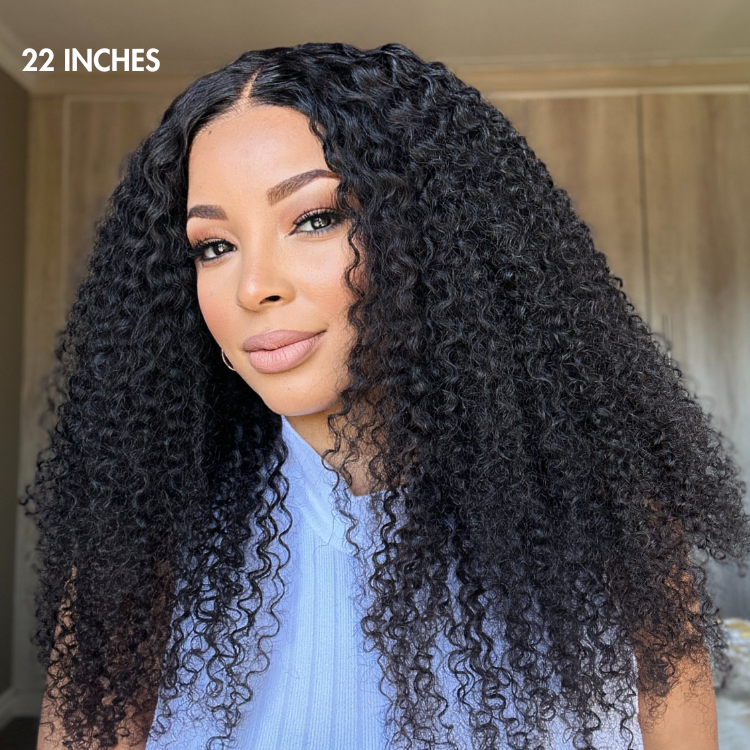 Go Natural Ease | Kinky Curly Full Hair Glueless 5x5 Closure Lace Long Curly Wig Ready to Go