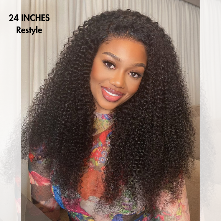 Go Natural Ease | Kinky Curly Full Hair Glueless 5x5 Closure Lace Long Curly Wig Ready to Go