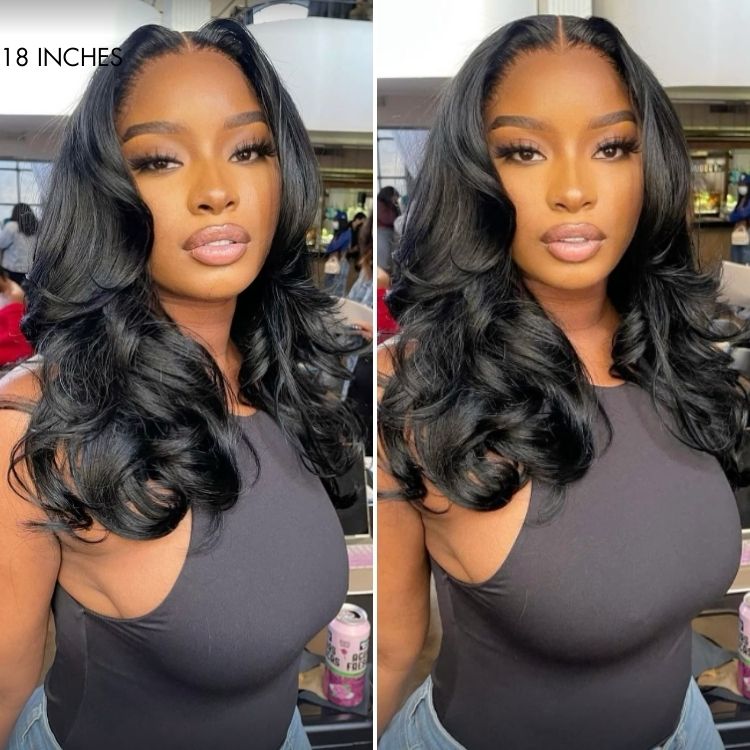 Trendy Layered Cut Loose Body Wave 5x5 Closure HD Lace Glueless Mid Part Long Wig