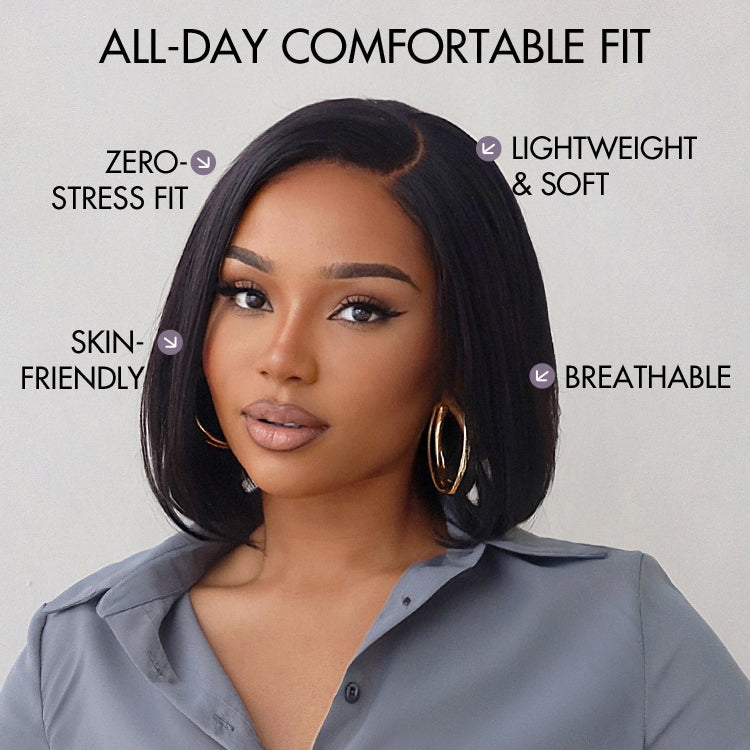 Silky Blunt Cut Bob Snugfit Glueless Minimalist HD Lace Short Wig Pre-Cut Lace
