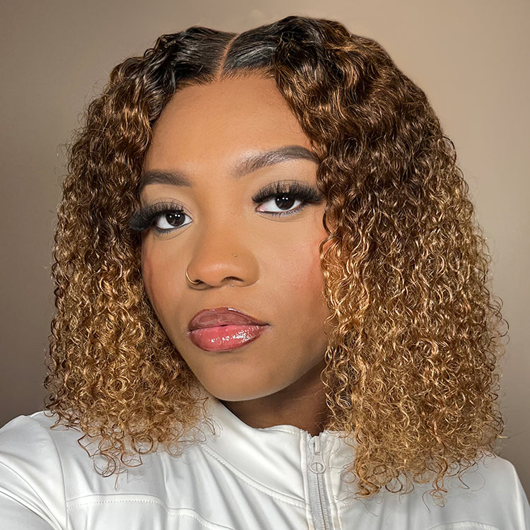 1 SEC INSTALL WIG | Sun-kissed Ombre Blonde Kinky Curly Glueless 5x5 Clouse Pre-Cut Lace Wig