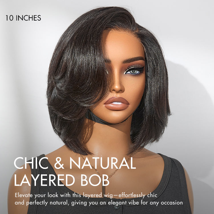 Chic & Natural Layered Bob Wig Pre-Cut Minimalist HD Lace Glueless Wig