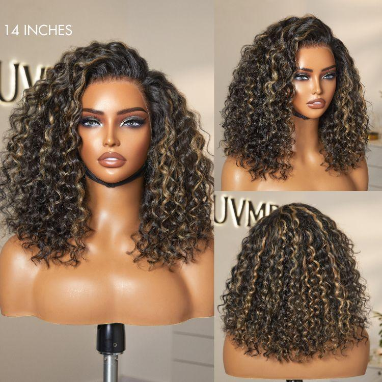Water Wave Flexi-Fit Invisi Drawstring Cap 360 Lace Long Curly Wig Pre-Cut Lace