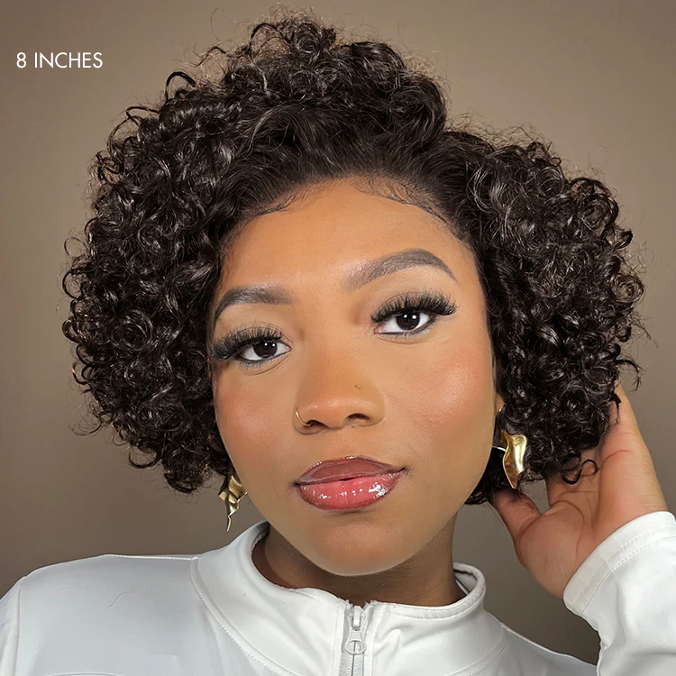 2 For $159.9 | 8 Inches Curly Minimalist Pre Cut HD Lace Wig + 10 Inches Yaki Straight Minimalist Lace Bob Wig