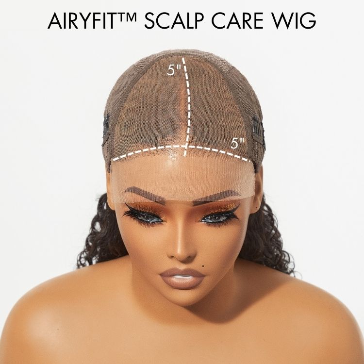 Blonde Highlight Water Wave Snugfit Glueless 5x5 Closure Lace Long Curly Wig Pre-Cut Lace