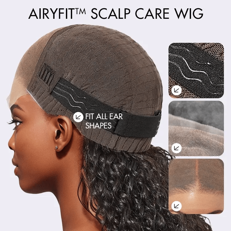 Blonde Highlight Water Wave Snugfit Glueless 5x5 Closure Lace Long Curly Wig Pre-Cut Lace