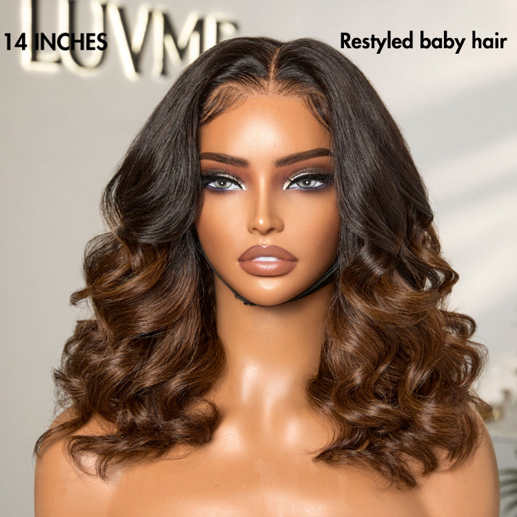 Ombre Brown Loose Body Wave Glueless 5x5 Closure Lace Wig Pre-Cut Lace