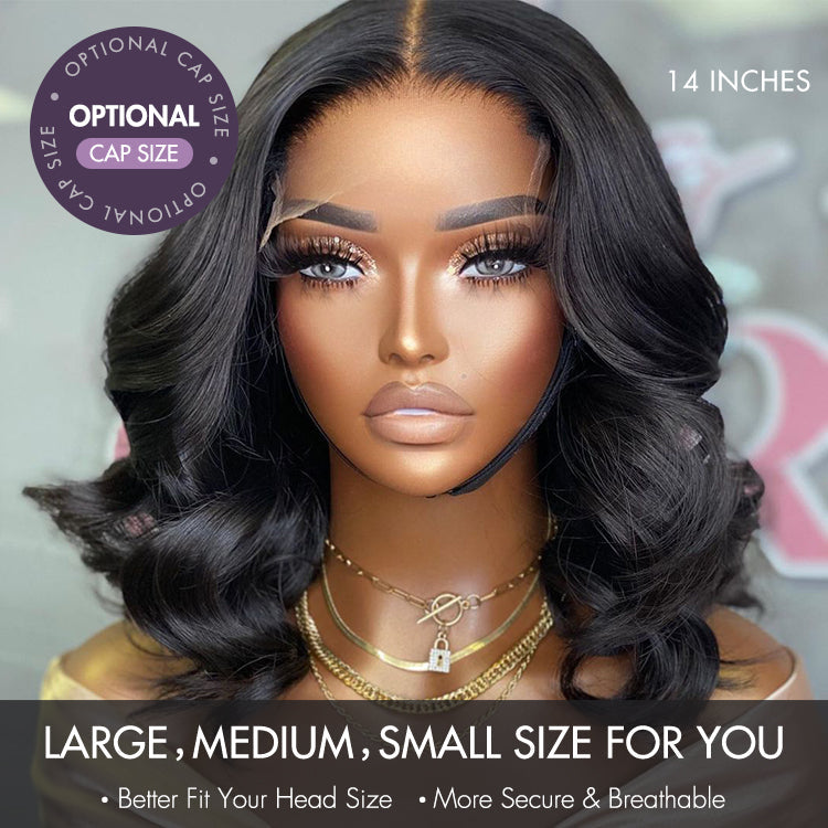 Gorgeous Natural Black Loose Wave 5x5 Closure Lace Glueless Short Wig 100% Human Hair