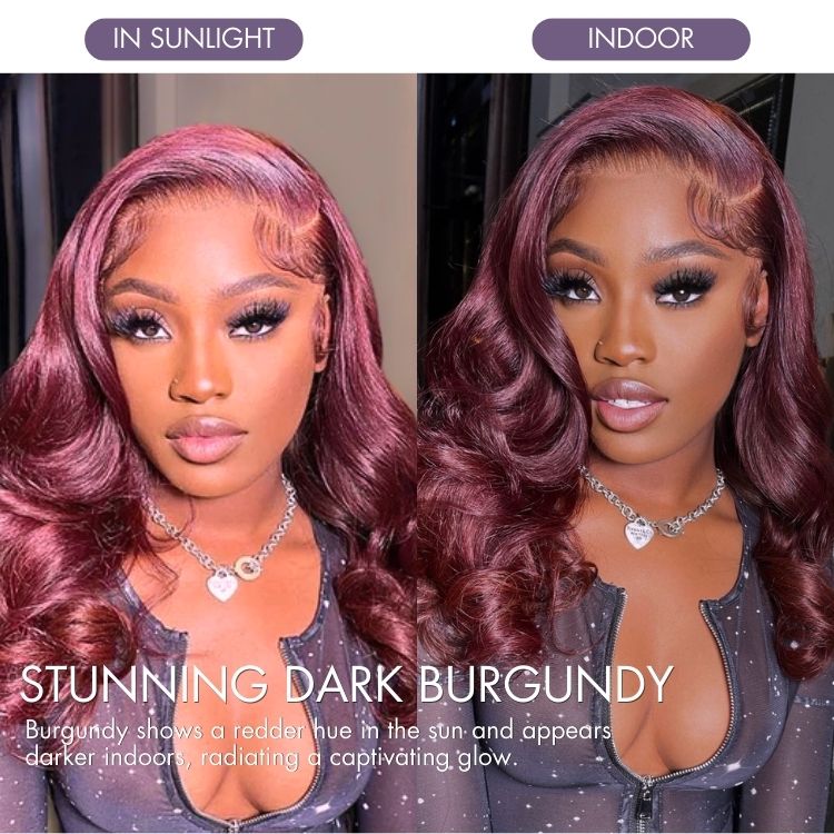 Chic Burgundy 99J Layered Cut Loose Body Wave Glueless 5x5 Closure Lace Wig Pre-Cut Lace