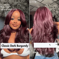 Chic Burgundy 99J Layered Cut Loose Body Wave Glueless 5x5 Closure Lace Wig Pre-Cut Lace