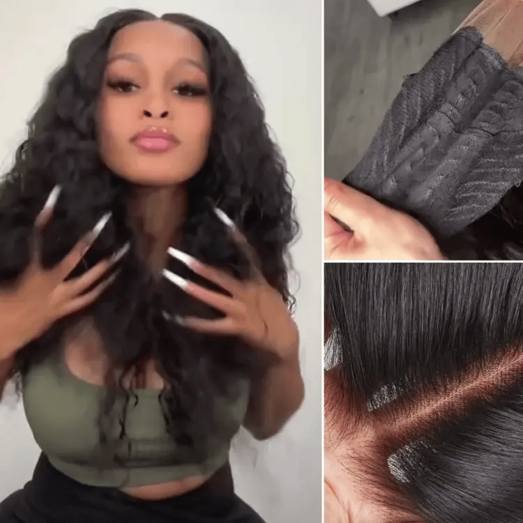 Deep Parting Water Wave Human Hair Wig Glueless 11x6 Frontal HD Lace Curly Wig