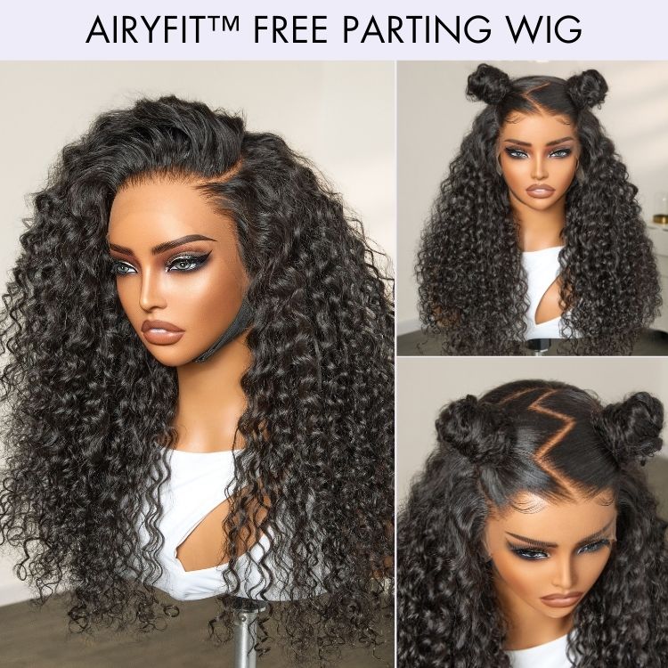 Deep Parting Water Wave Human Hair Wig Glueless 11x6 Frontal HD Lace Curly Wig