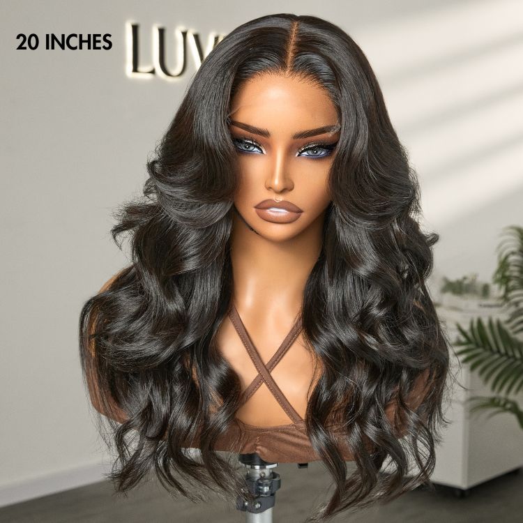 Trendy Layered Cut Loose Body Wave 5x5 Closure HD Lace Glueless Mid Part Long Wig