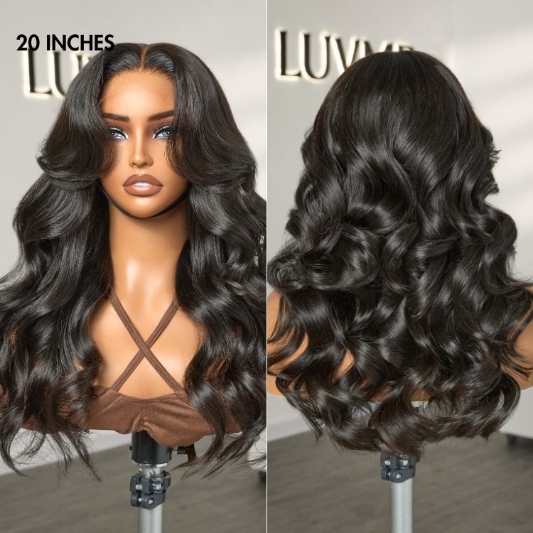 Trendy Layered Cut Loose Body Wave 5x5 Closure HD Lace Glueless Mid Part Long Wig