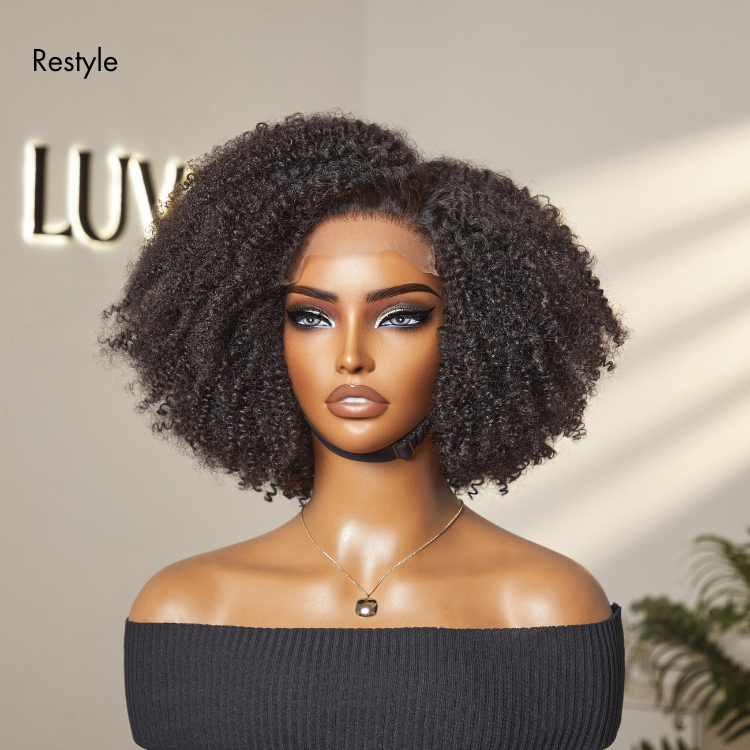 Go Natural Ease | Breathable Cap Natural Bouncy Fluffy Jerry Curl Glueless 5x5 Closure Lace Wig