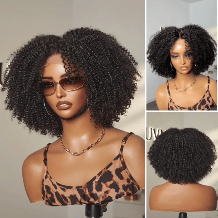 Go Natural Ease | Breathable Cap Natural Bouncy Fluffy Jerry Curl Glueless 5x5 Closure Lace Wig