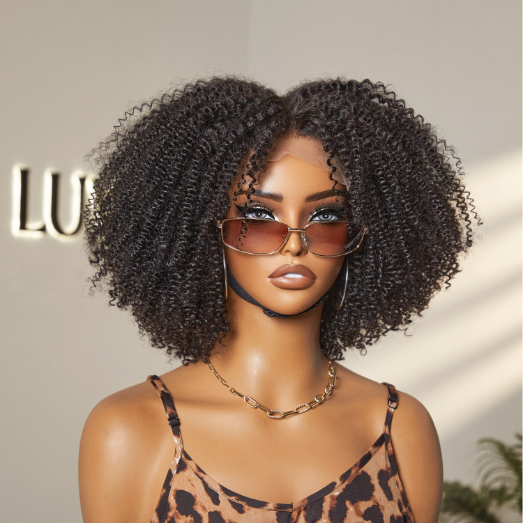 Go Natural Ease | Breathable Cap Natural Bouncy Fluffy Jerry Curl Glueless 5x5 Closure Lace Wig