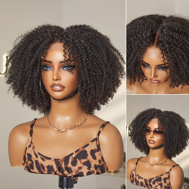 Go Natural Ease | Breathable Cap Natural Bouncy Fluffy Jerry Curl Glueless 5x5 Closure Lace Wig