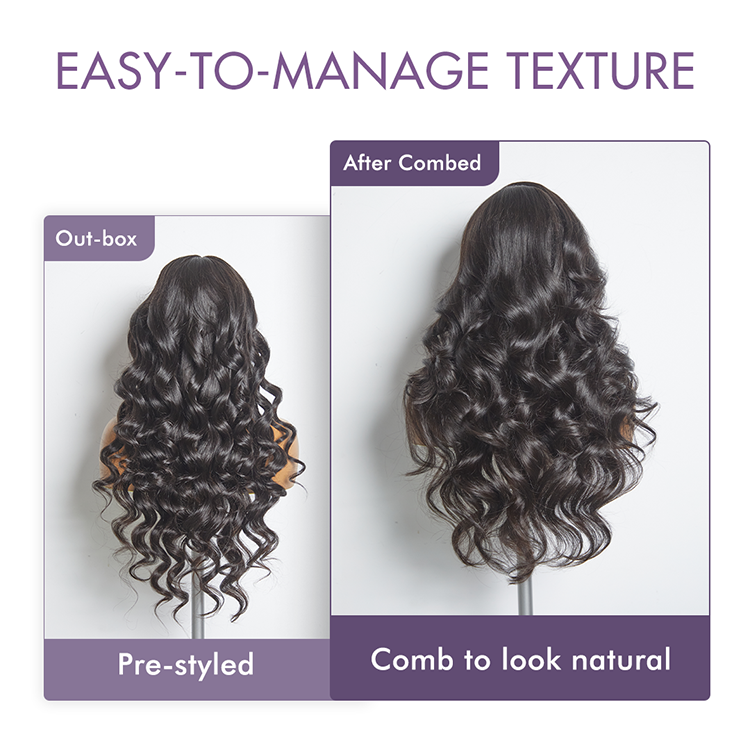 PartingMax Glueless 7x6 Closure HD Lace Loose Body Wave Long Wig Pre-Cut Lace