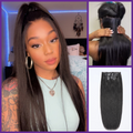 Ultra Natural Seamless Yaki Straight Clip in Extensions Real Human Hair Pieces 135g 9pcs / 7pcs