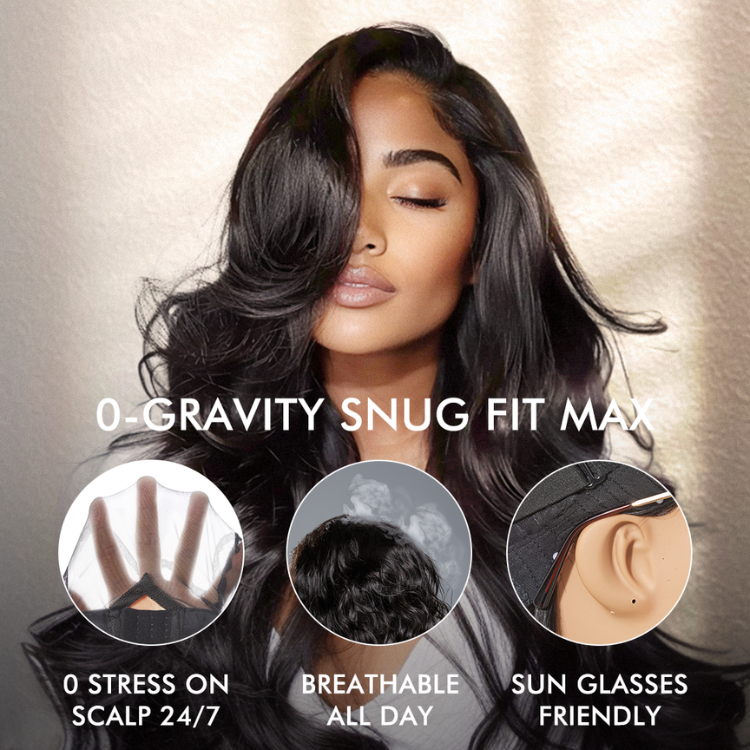 PartingMax Glueless 7x6 Closure HD Lace Loose Body Wave Long Wig Pre-Cut Lace