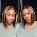 PartingMax Glueless Wig Honey Blonde Highlight Silky Blunt Cut 7x6 Closure HD Lace Bob Wig