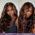 Elegant Copper Ombre Highlights Loose Body Wave Glueless 5x5 Closure Wig Breathable Cap