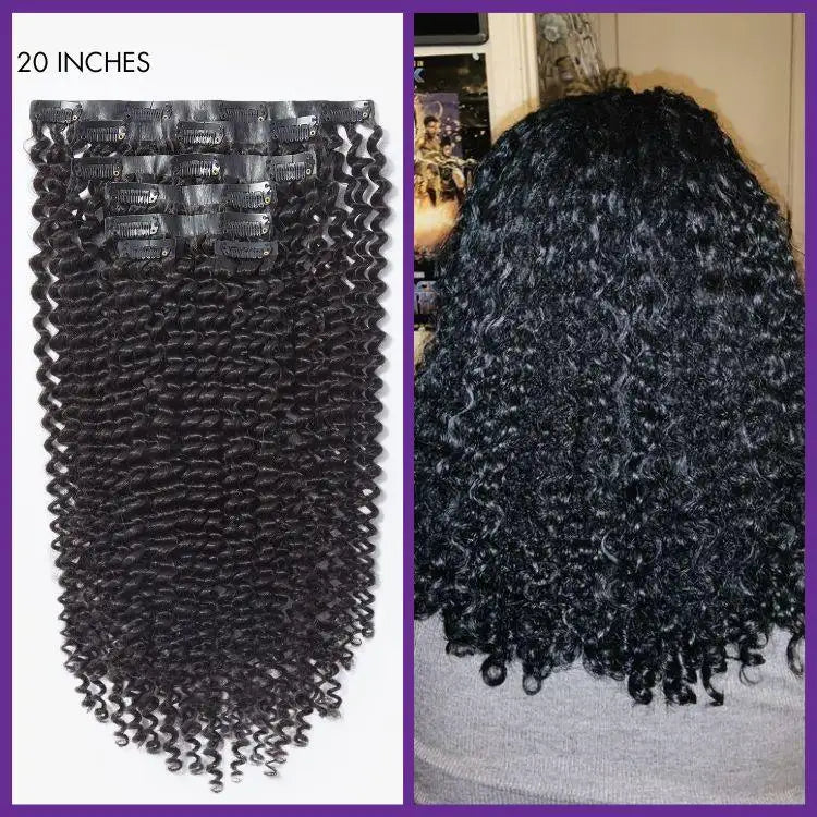Kinky Curly Seamless Clip in Extensions Real Human Hair Pieces 135g 9pcs / 7pcs with Free Gift