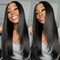 Black 180% Density Layered Cut Glueless 5x5 Closure Lace  Wig Pre-Plucked Hairline