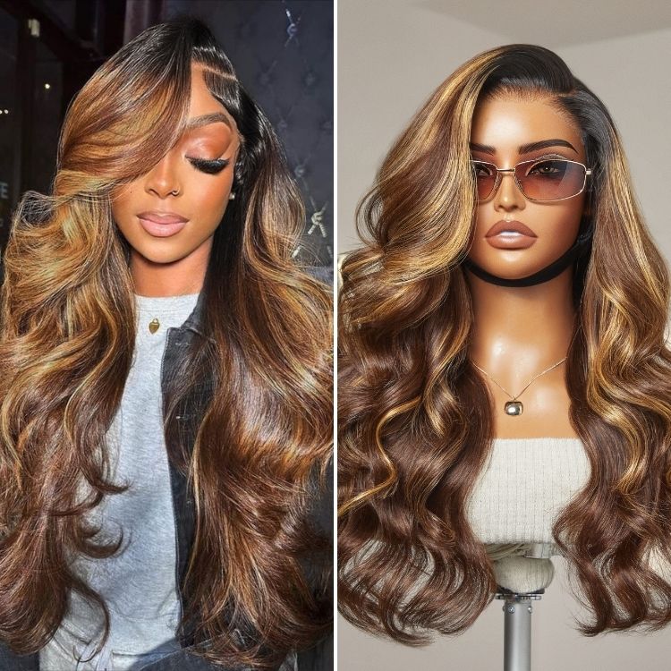 PartingMax Glueless 7x6 Closure HD Lace Loose Body Wave Long Wig Pre-Cut Lace