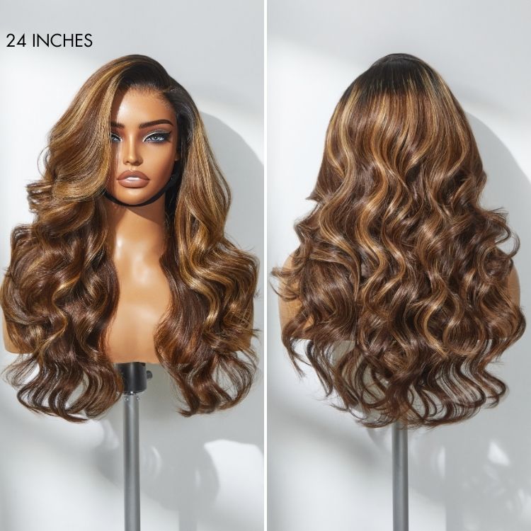 180% Density Honey Golden Blonde Loose Body Wave 7x6 Closure HD Lace Human Hair Wig Pre-Cut Lace