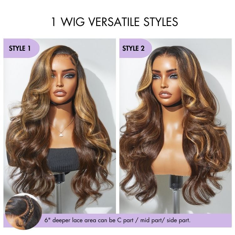 180% Density Honey Golden Blonde Loose Body Wave 7x6 Closure HD Lace Human Hair Wig Pre-Cut Lace