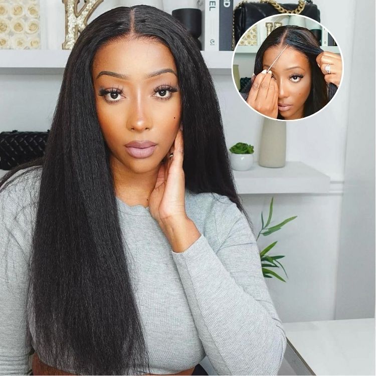 Yaki Straight 5x5 Closure HD Lace Glueless Long Wig Pre-Cut Lace