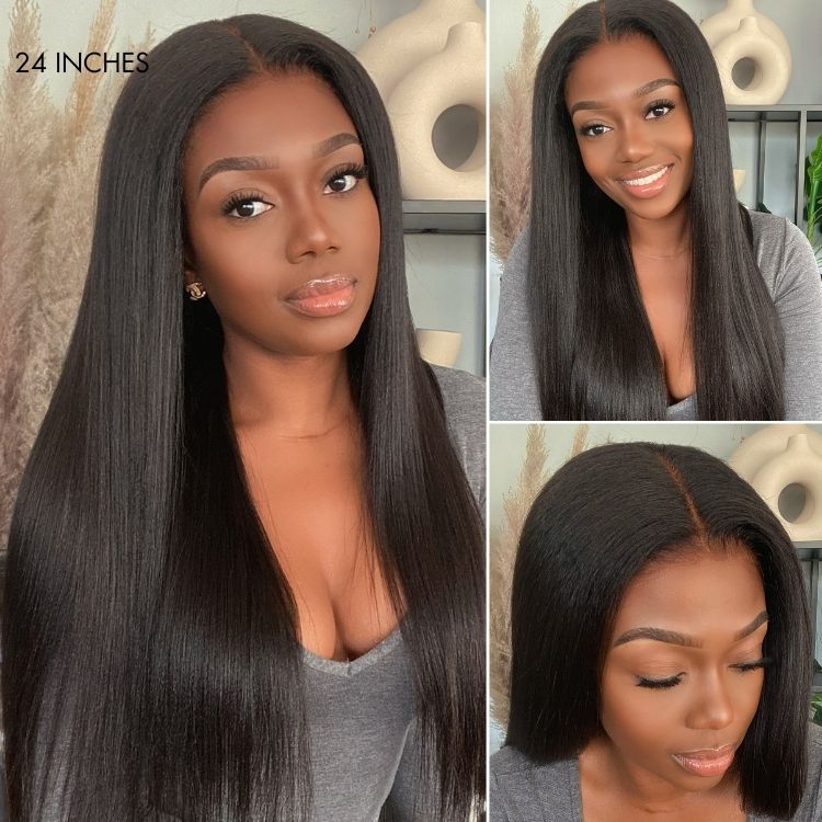 Yaki Straight 5x5 Closure HD Lace Glueless Long Wig Pre-Cut Lace