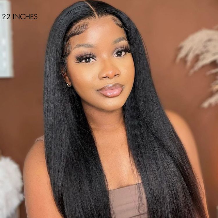 Yaki Straight 5x5 Closure HD Lace Glueless Long Wig Pre-Cut Lace