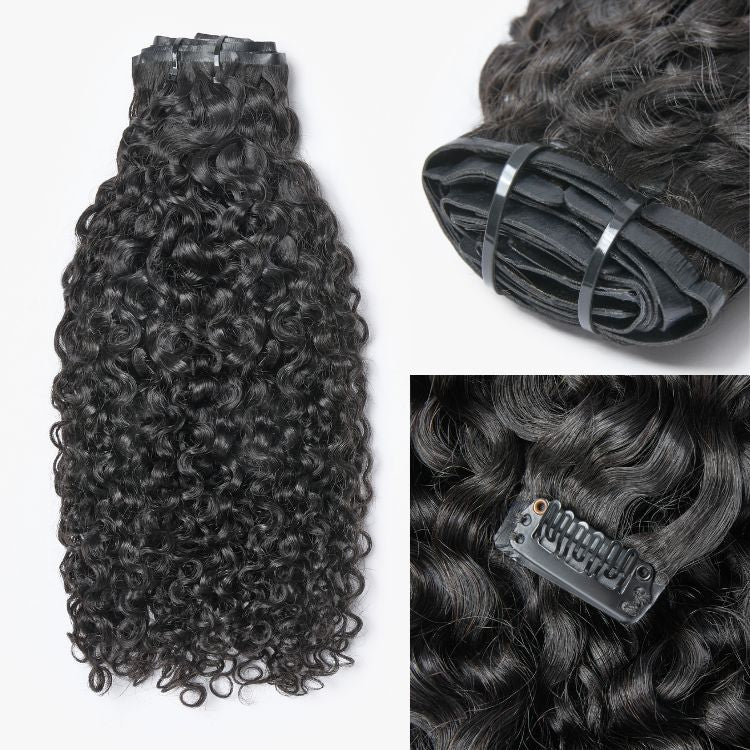 Messy Burmese Curly Seamless Clip in Extensions Human Hair