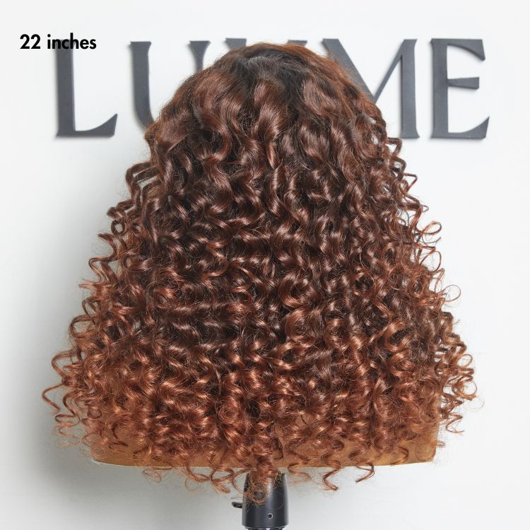 PartingMax Glueless Wig Ombre Copper Brown Water Wave 7x6 Closure HD Lace Wig