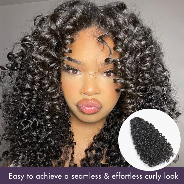 Messy Burmese Curly Seamless Clip in Extensions Human Hair