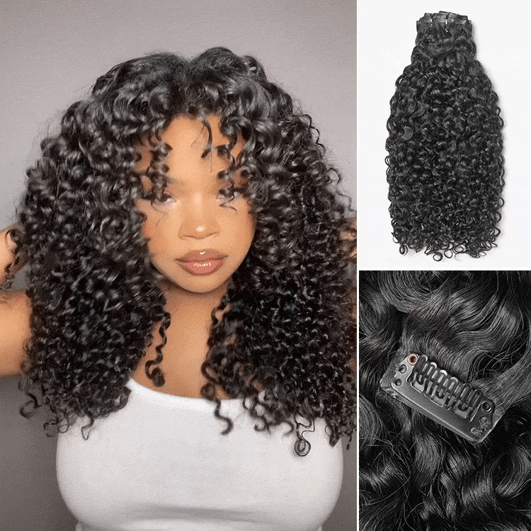 Messy Burmese Curly Seamless Clip in Extensions Human Hair