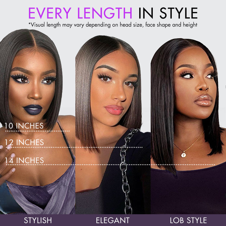 Glueless 4x4 Closure Undetectable HD Lace Bob Wig 100% Human Hair | Pre-bleached Knots - US Only