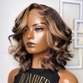 Blonde Mix Loose Wave 5x5 Closure HD Lace Glueless Side Part Short Wig