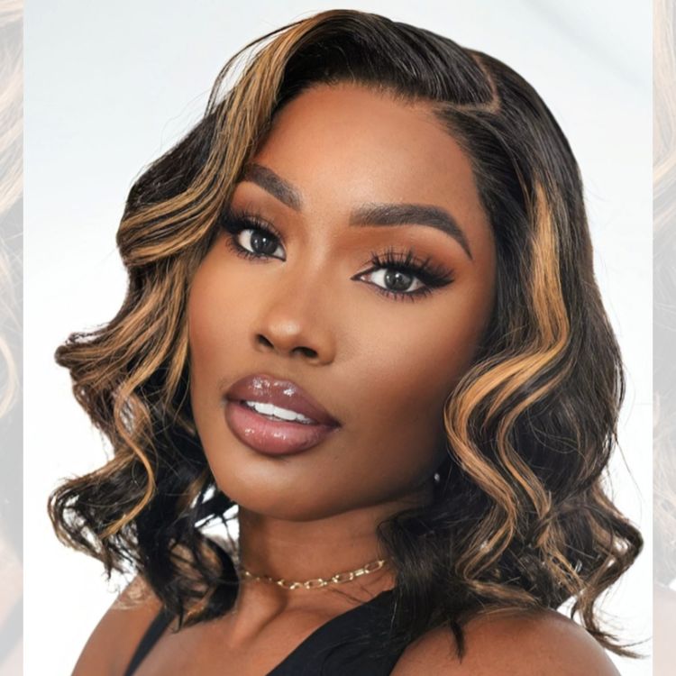 Blonde Mix Loose Wave 5x5 Closure HD Lace Glueless Side Part Short Wig