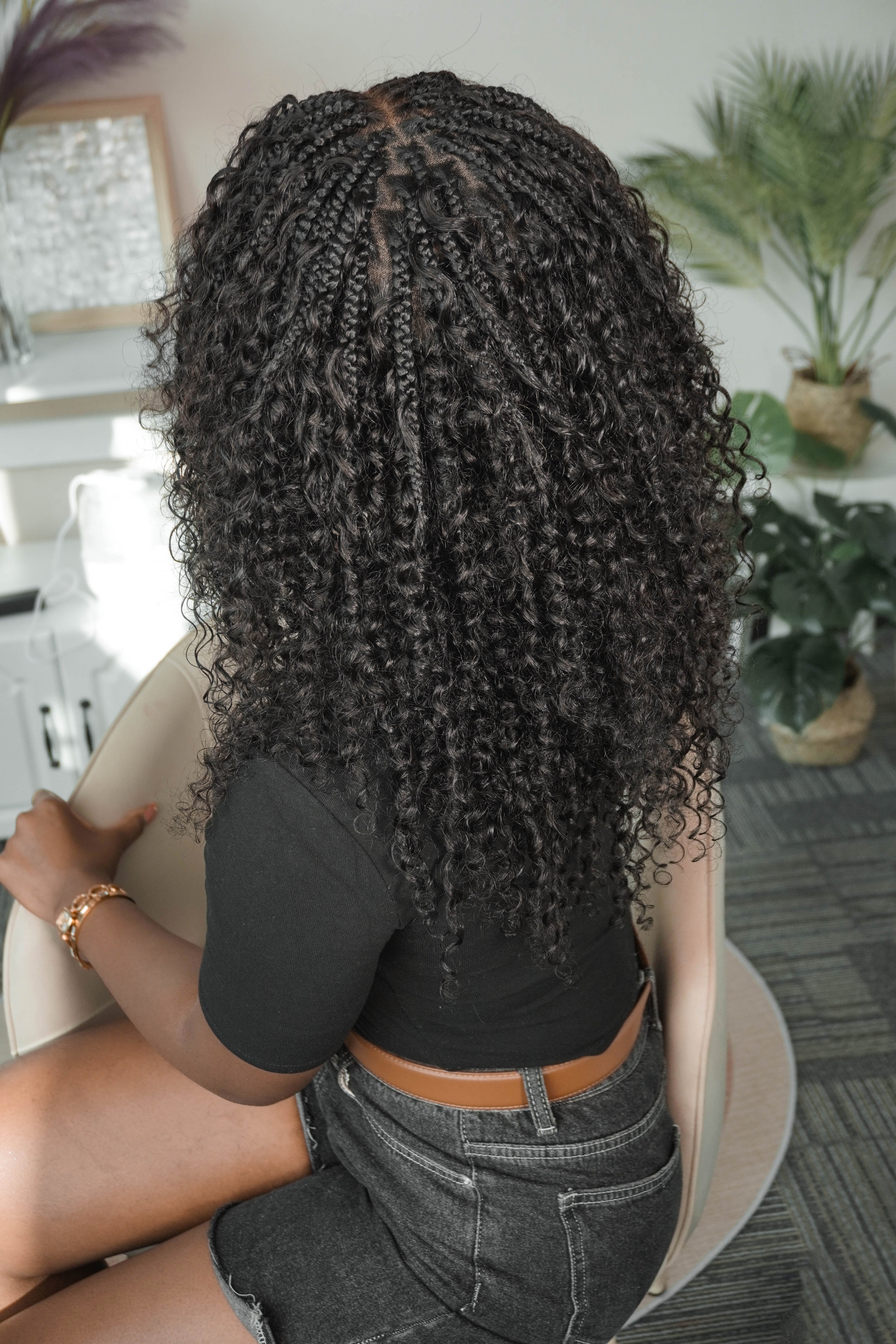 Lulu - Bora Bora Pre Bleached HD Full Lace Human Hair Curly Wave Boho Box Braided Wig