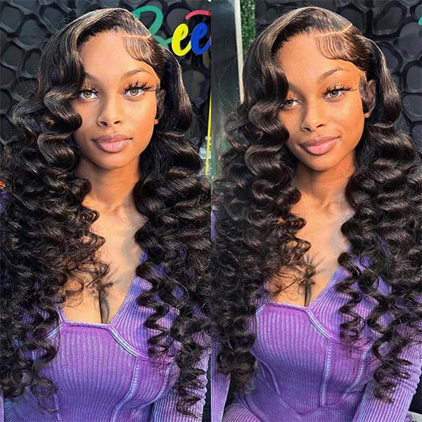 Loose Curly Snug Fit Elastic Drawstring Wear Go Glueless Wig Pre-cut 9x6 HD Lace Bleached Knots