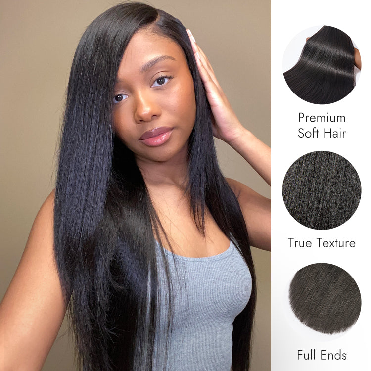 Yaki Straight 100% Virgin Human Hair Bundles 1pc / 3pcs